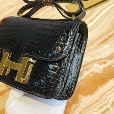 wholesale quality hermes constance 19 shinny niloticus crocodile 89 noir ghw